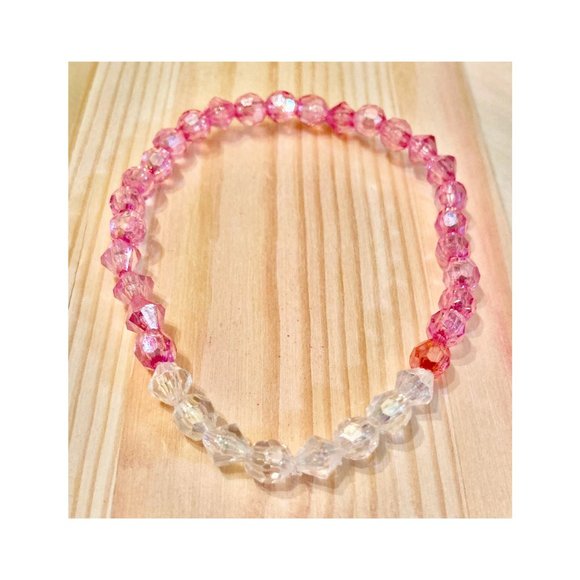 Handmade Pastel Pink and Clear Bead Bracelet - Picture 1 of 2